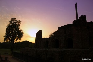Ashokan Pillar installed in mid-14th Century inside the Ferozshah Kotla fort